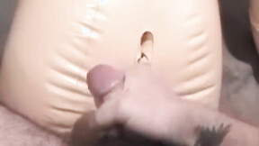 ”Glasses jock jerking off solo before pounding a sex doll”