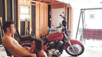 Horny MILF Face Fucked and Bent Over Creampie in Garage