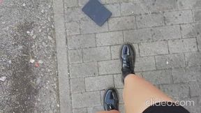 hard crush tablet with shoes trample and walk