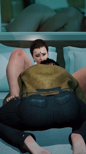 Desi Indian Stepmom Having Sex with Her Stepson's Friend in the Bedroom