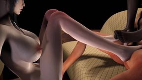 3D Super Hot Threesome Fetish Footjob Sex with Big Cock