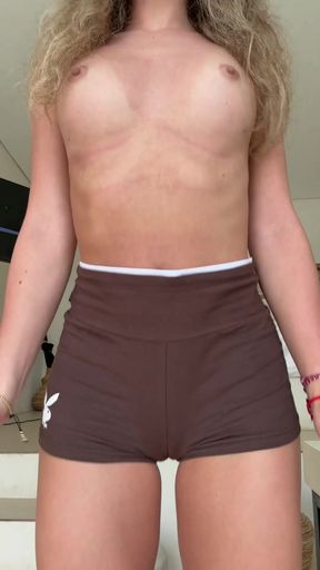Female Onlyfans Model in Sports Bra and Shorts