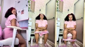 chubby girl farting nonstop with belly pain and rushes to bathroom