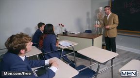 Mencom - Two students gets fucked by teacher