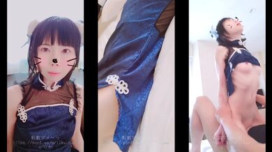 China-suited girl in a miniature Chinese dress Her reaction is !