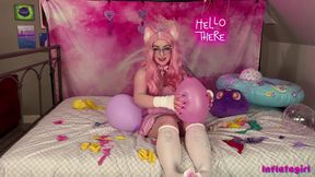 Cat Girl Mass Pop's Master's Balloons With Her Kitty Claws - Balloons Nail Pop - Balloon Pop Fetish - Mass Pop - Inflatagirl