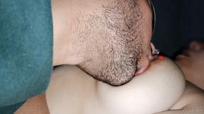 Sucking My Wife's Big Natural Breasts with Chocolate Dandy Candies, How Sweet It Is to Be Breastfed