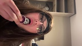 Young Caged Sissy Slut plays with plug