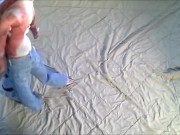 white drone humps his muscled dummy