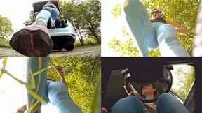 Crushed by the jogging giantess and stuck to her shoe sole