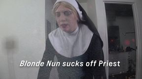 Blonde Nun sucks off Priest