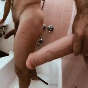 Big dildo in the shower