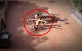 Couple Playing and Fucking in the Courtyard, Outside