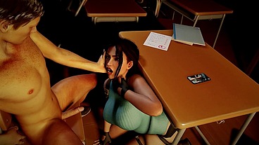 Classic Lara Blowjob Under the Table - Tomb Raider Parody