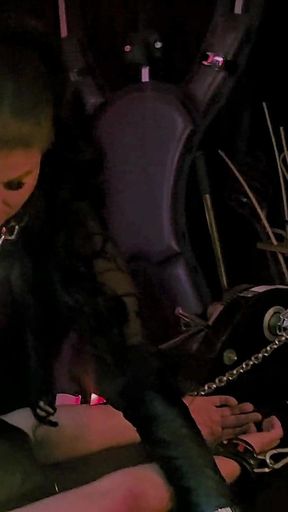 Stina Stone Femdom Smoking Human Ashtray Spitting Tease Denial in Leather Gloves