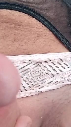 Crossdresser Tease in Mini Skirt Bra and Panties Stockings and Masturbates