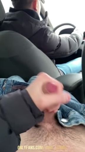 Teen guy jerked off and cummed in the back seat of a taxi
