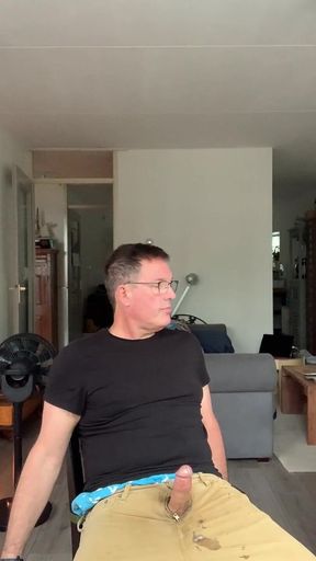 Jerking off at Home, I Cum on My Jeans, Sagging in My Ae Boxers