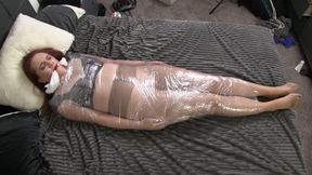 Evangeline has Bondage Pantyhose Feet in clear wrap