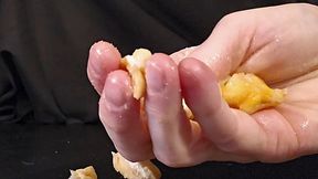 Greasy Mini Donut vs. Hand - Slow Crush