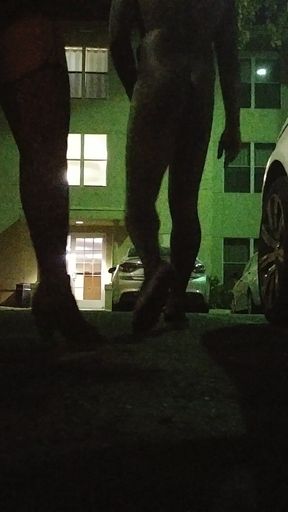 Thick BBW Wife in Lingerie in Public Hotel Parking Lot! Badblondiemonroe