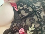 Big tit blonde BBW teasing nipples