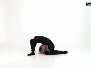 Black latex and braids very hot Russian flexible teenie