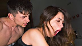 Valentina Lapiedra, a Spanish pornographic star with smooth-shaven muff, gives an exceptional deep throat and gets jism on her face.