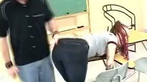 Lustful coed gets her ass smacked hard by her teacher's hands