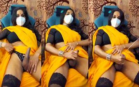 Crossdresser Jerking off in Saree
