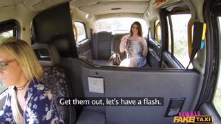 Two British babes with BIG TITS fuck each other with a CUCUMBER - Female Fake Taxi
