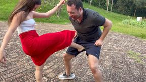 Ana Clara fighting Ballbusting Lesson 4K