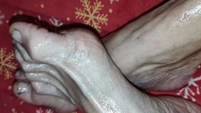 Oiled up sexy elf on bed