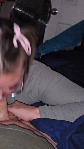 Gave him sexy blowjob with bows in my hair and swallowed   Clip 1