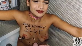 ANA SPEARS SUBMISSIVE GIRL BDSM GOLDEN SHOWER BODYWRITTING