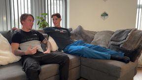 two british horny flatmates wank off with big dicks