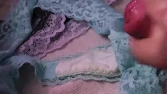 Twink Cumming on Step Sister's Panties in Solo Handjob