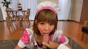 Naughty Maid Fu Sazanami sucks cock on her first day on the job