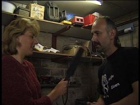 Blonde milf at the interview in a scary dark room