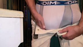 Corduroy pants bulging