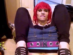 Emo Crossdresser Plays with Sex Toy on Webcam