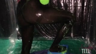 Naughty Jennifer pours gunge on her pantyhose