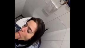 Public flashing and public toilet blowjob