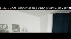 Solo cute girl Angel Jolie is rubbing her shaved twat,in VR.