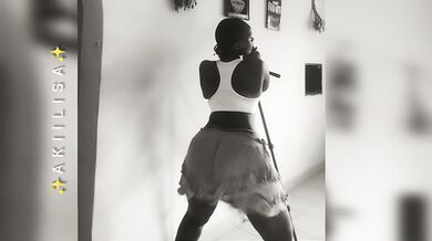Curvy Girl's Solo Dance Home B&W Sensual Ebony Solo