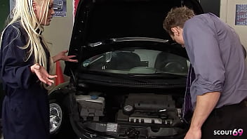 Car mechanic Girl Cindy Behr let her Frustrated Boss Fuck her in Garage