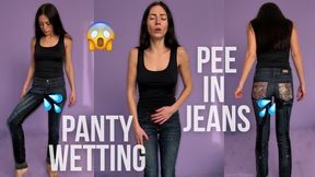 Pee in Jeans Standing up by Accident, Panty Wetting