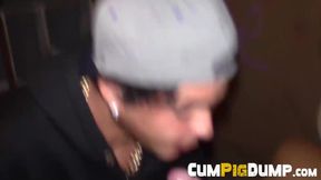 Two big black cock gets some devouring from handsome twink