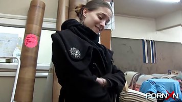 Amateur brunette teen pissing ans stripping in public