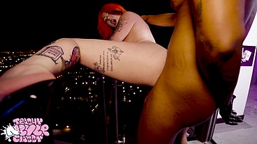 Redhead Gets Ran Through On The Balcony